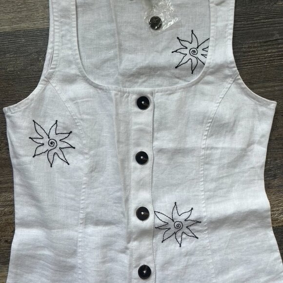 NWT Madewell Button-Front Midi Dress in 100% Linen 2 - Picture 8 of 9